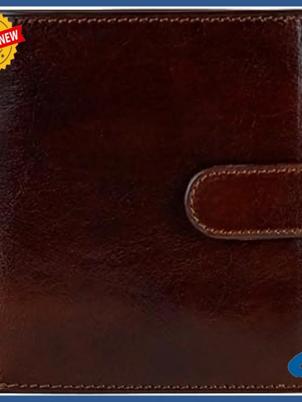 Men's Leather Wallet with 12 Card Slots, Magnetic Coin Holder, Snap Closure